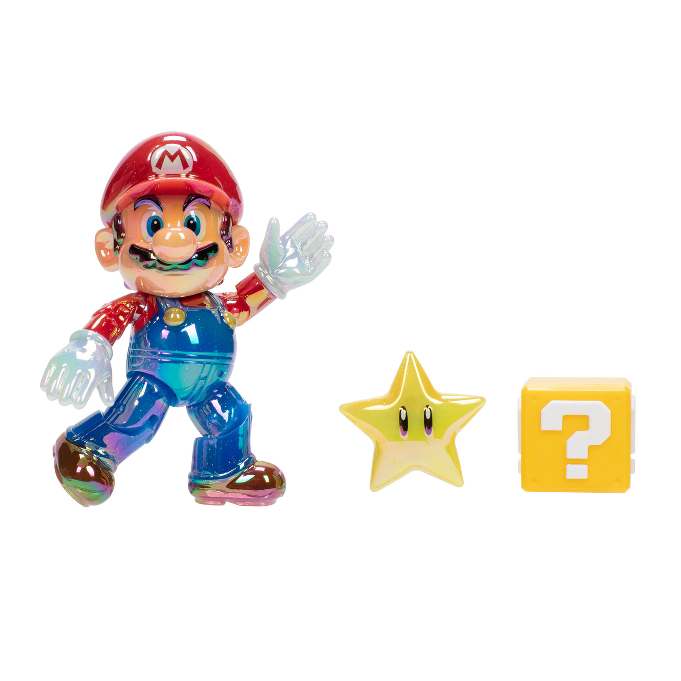 Super Mario 4" Gold Star Power Mario w/ Super Star and Question Block