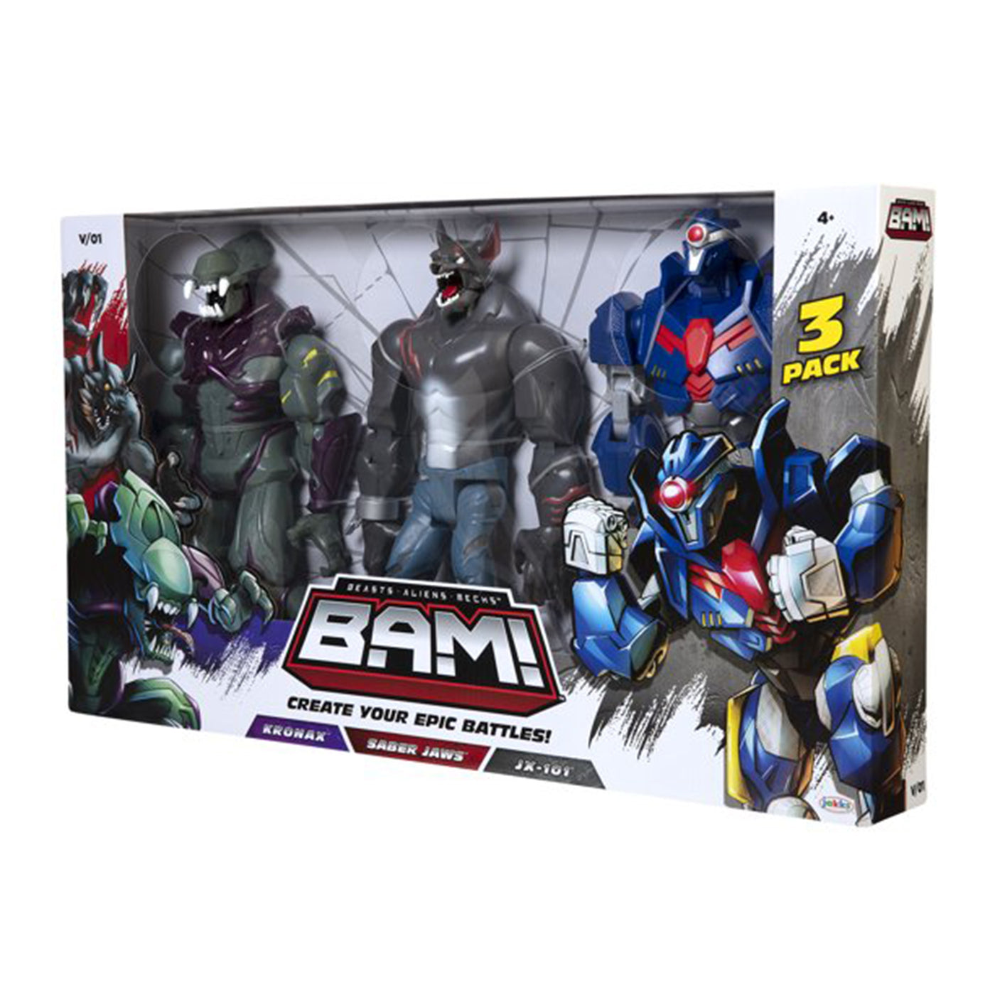B.A.M. Beast Aliens Mech® 11" Action Figure 3 Pack includes Saber Jaws,Kronax, and JX-101