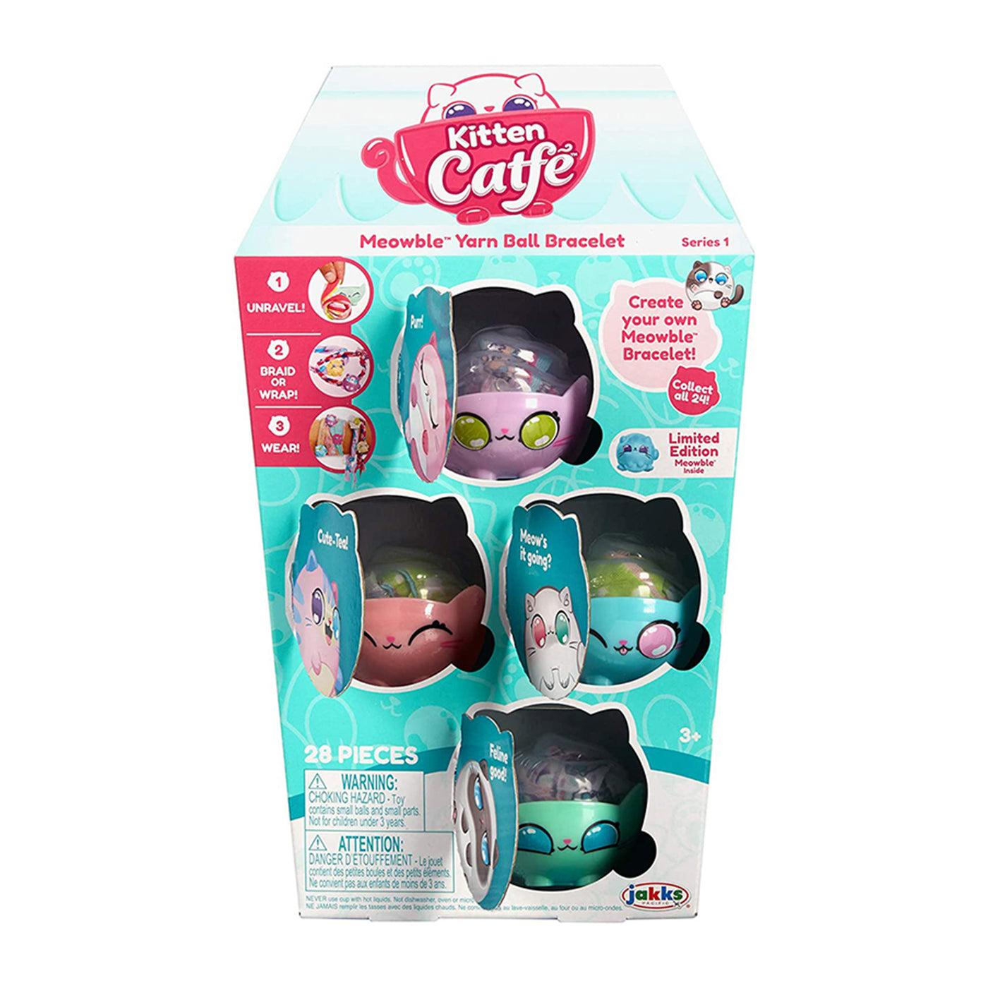 Kitten Catfé® Meowble Yarn Ball Bracelet 4 Pack, Cat Ball Charms & Clasps