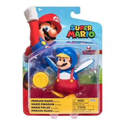 Super Mario 4 Inch Mario Penguin Figure with Coin