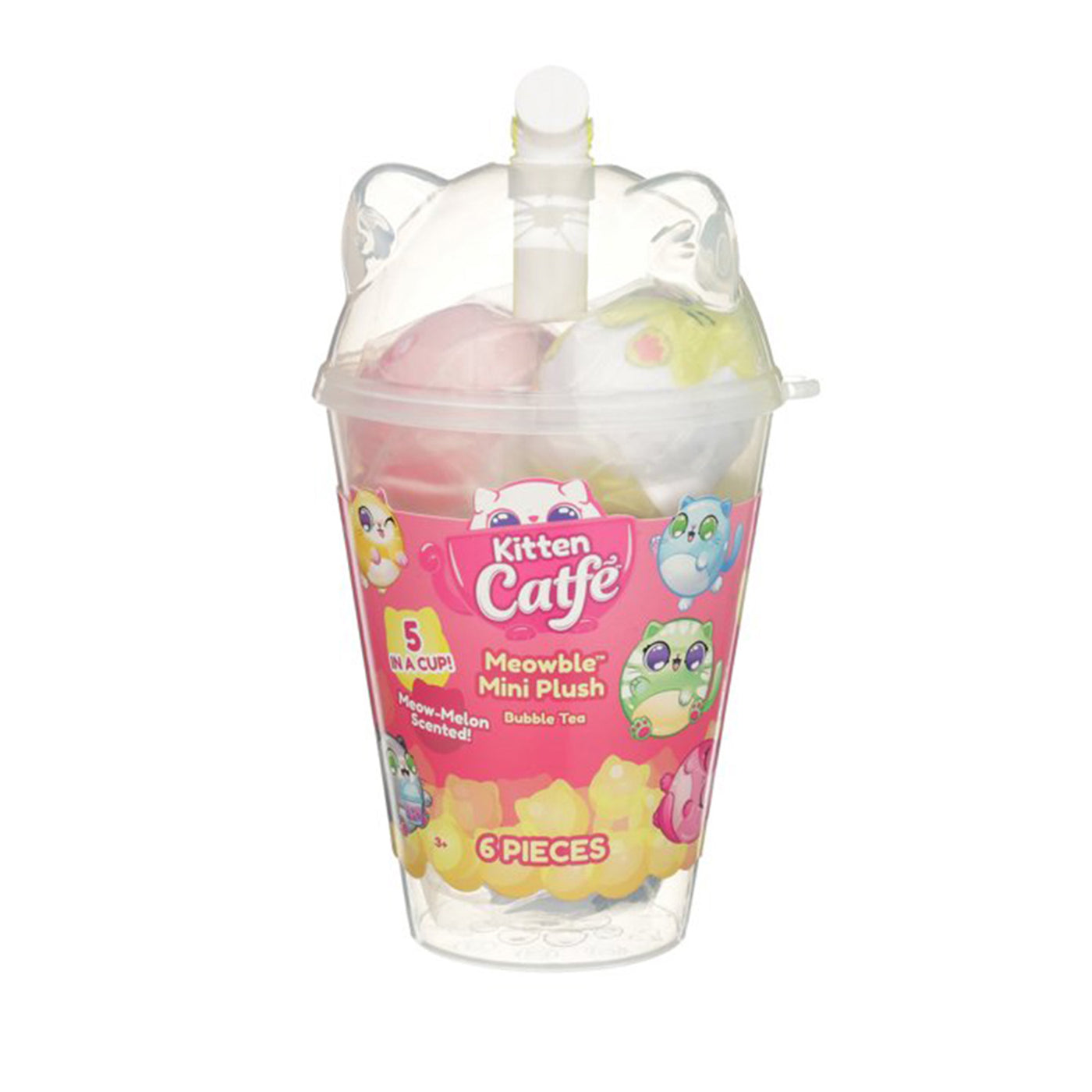 Kitten Catfé® 5" Plush Strawberry (Meowberry Scent) in a Boba Cup