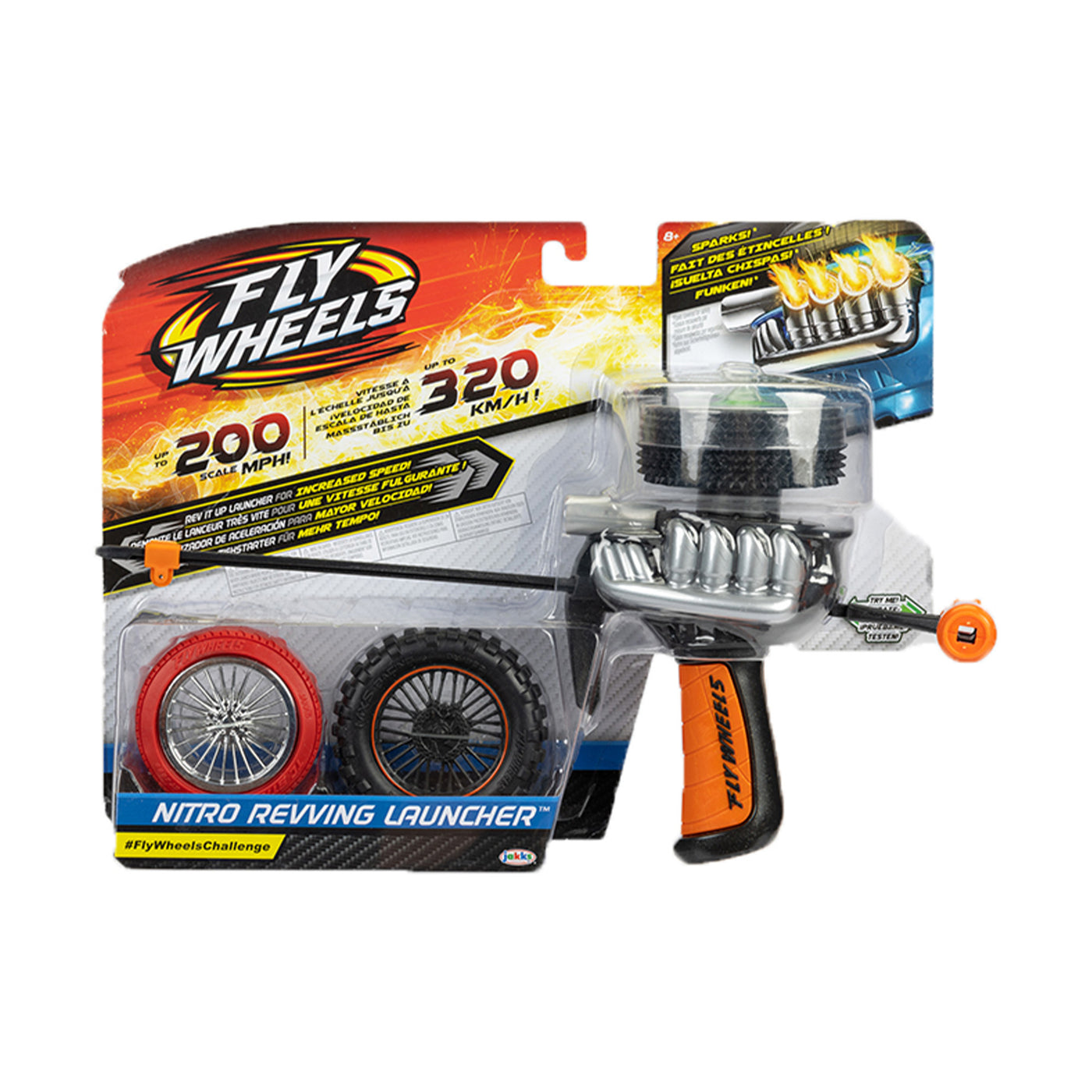 Fly Wheels® Black Nitro Launcher - Revving Handle with Exhaust Pipe FIRE!